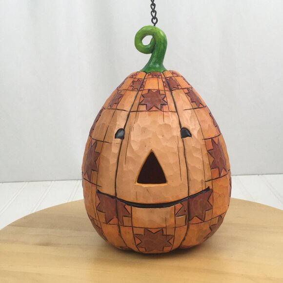 Jim Shore Patchwork JackOLantern Birdhouse or Lantern #4005333 - Picture 1 of 12